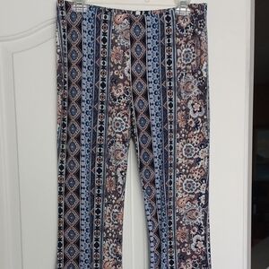 Bear Dance flare leg pants. Boho Floral Striped Pants